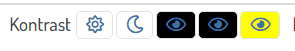 Begriff und Symbole (Sonne, Mond und Auge) zum einstellen des Kontrasts der Seitenansicht