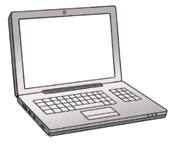 Illustration eines aufgeklappten Laptops